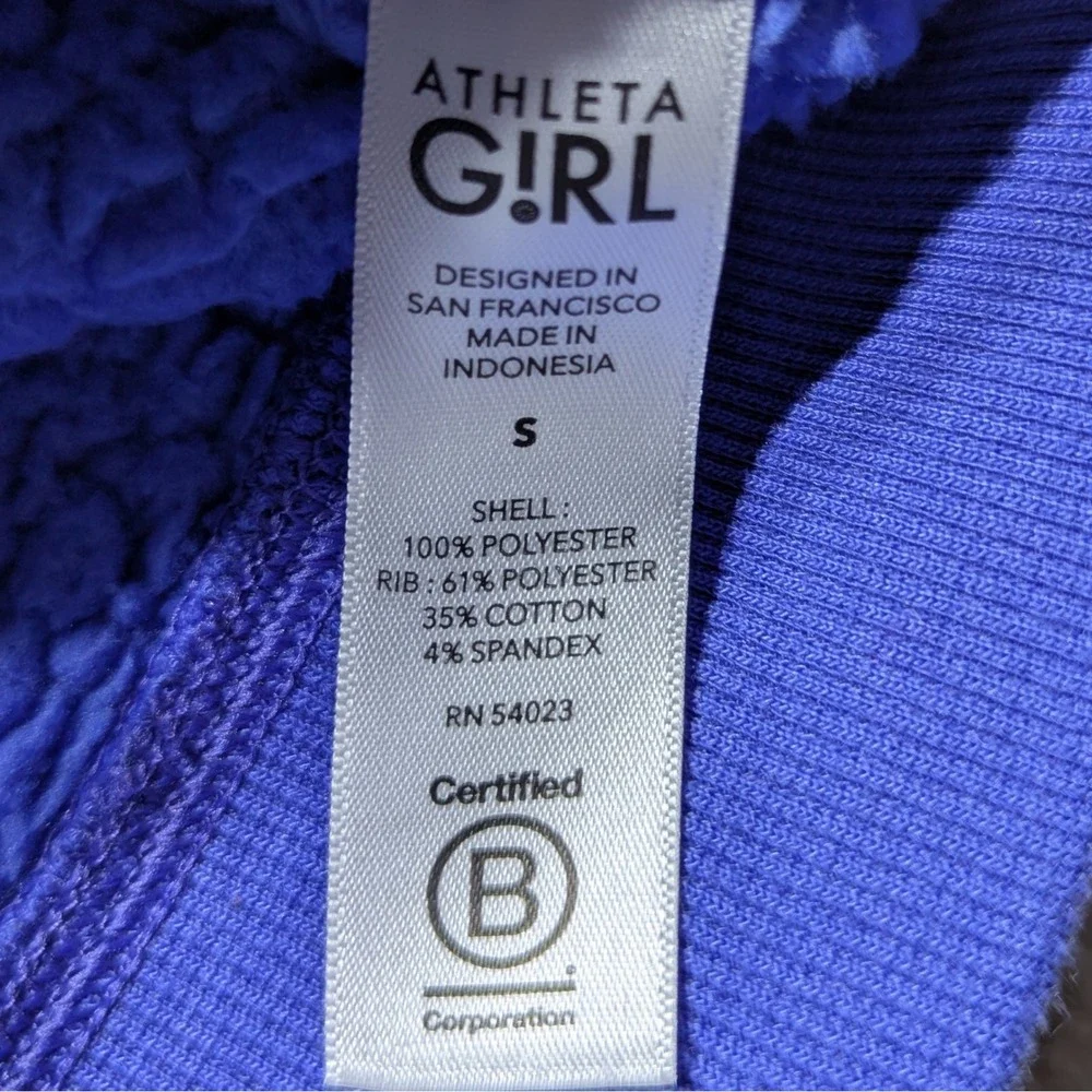 Athleta Girl Sherpa Hoodie Purple Fleece Pullover Youth S Cozy Hooded Sweatshirt